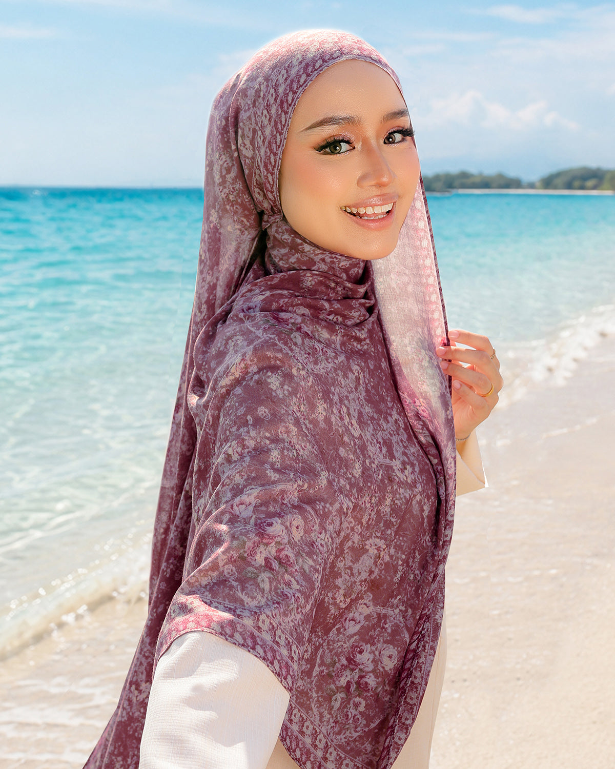 Vintage Floral in Aster Modal Shawl