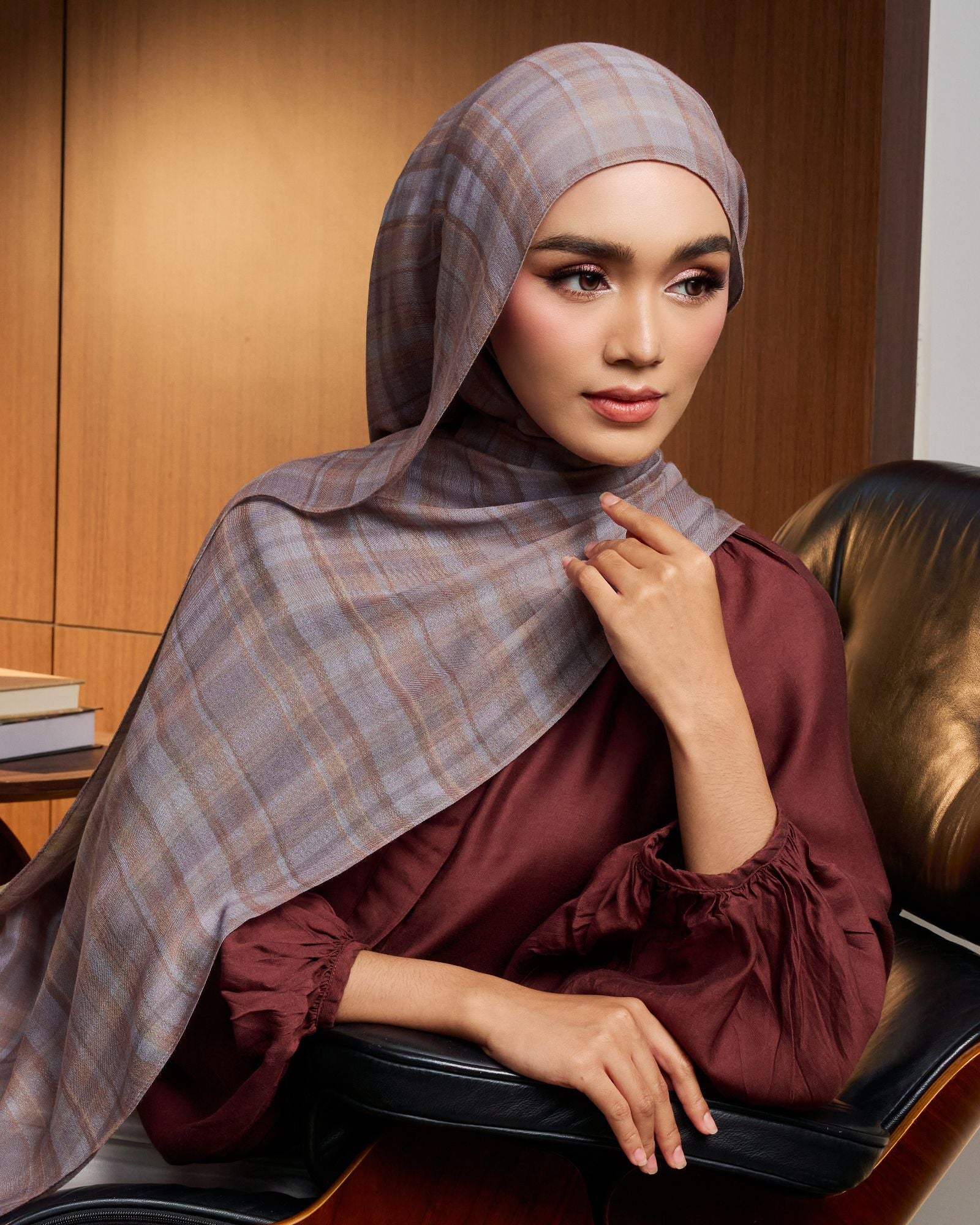 Plaid In Cherry Modal Shawl