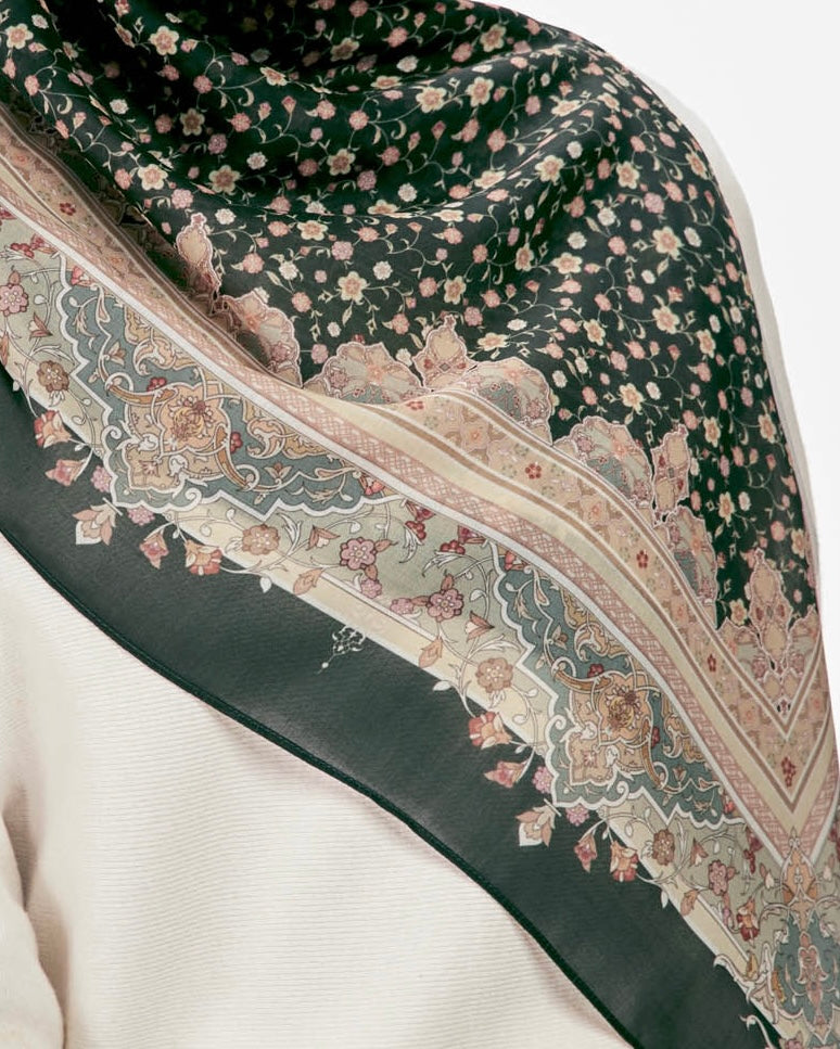 Tahzeeb in Ghamiq Pine Shawl