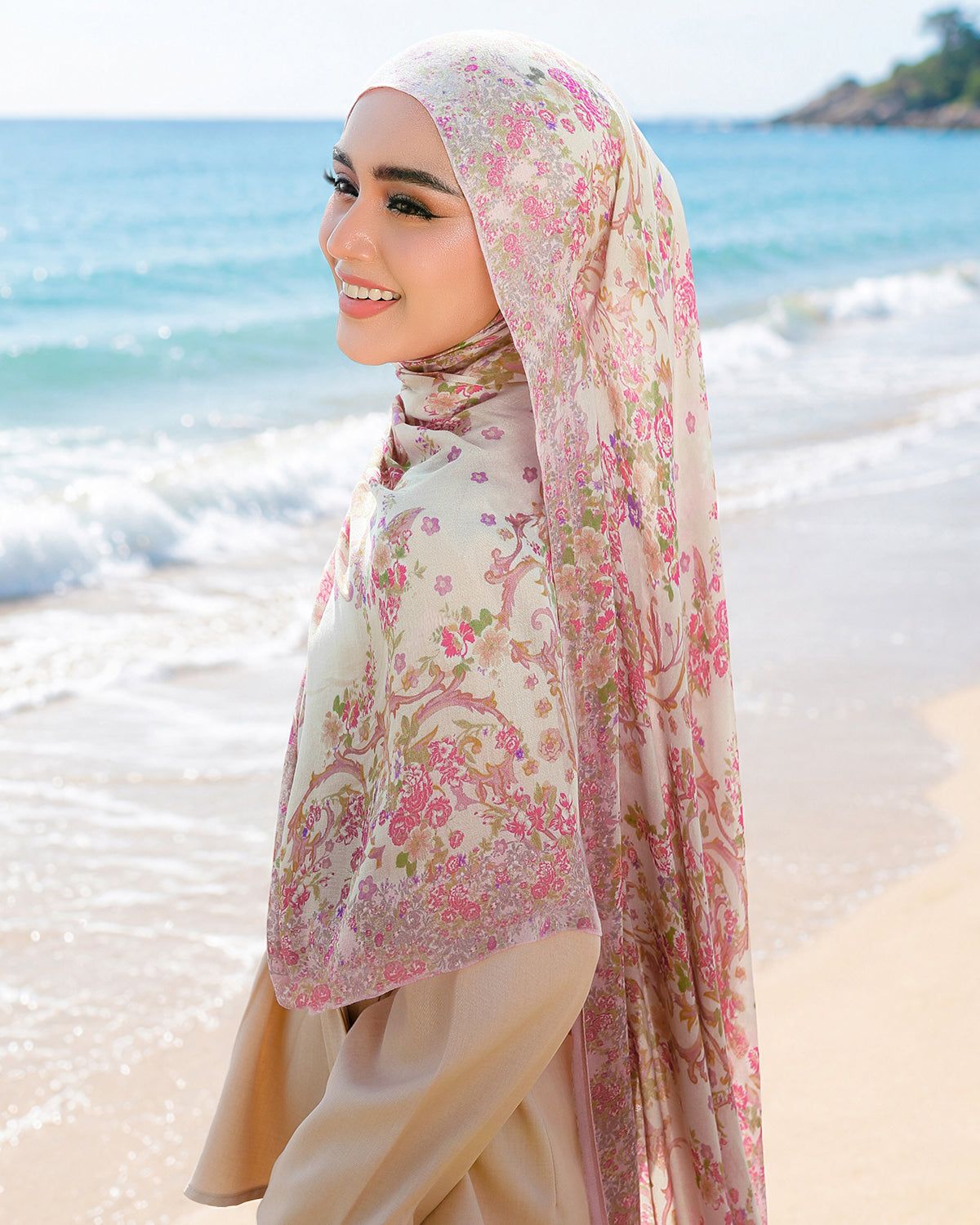 Vintage Floral in Rosemary Modal Shawl