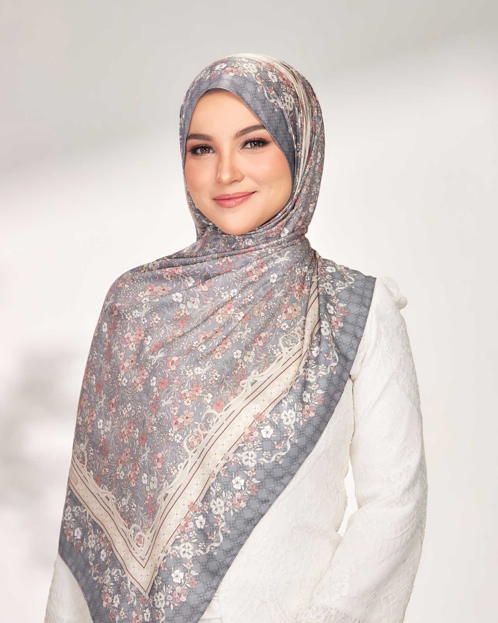 Kesuma in Slate Satin Shawl