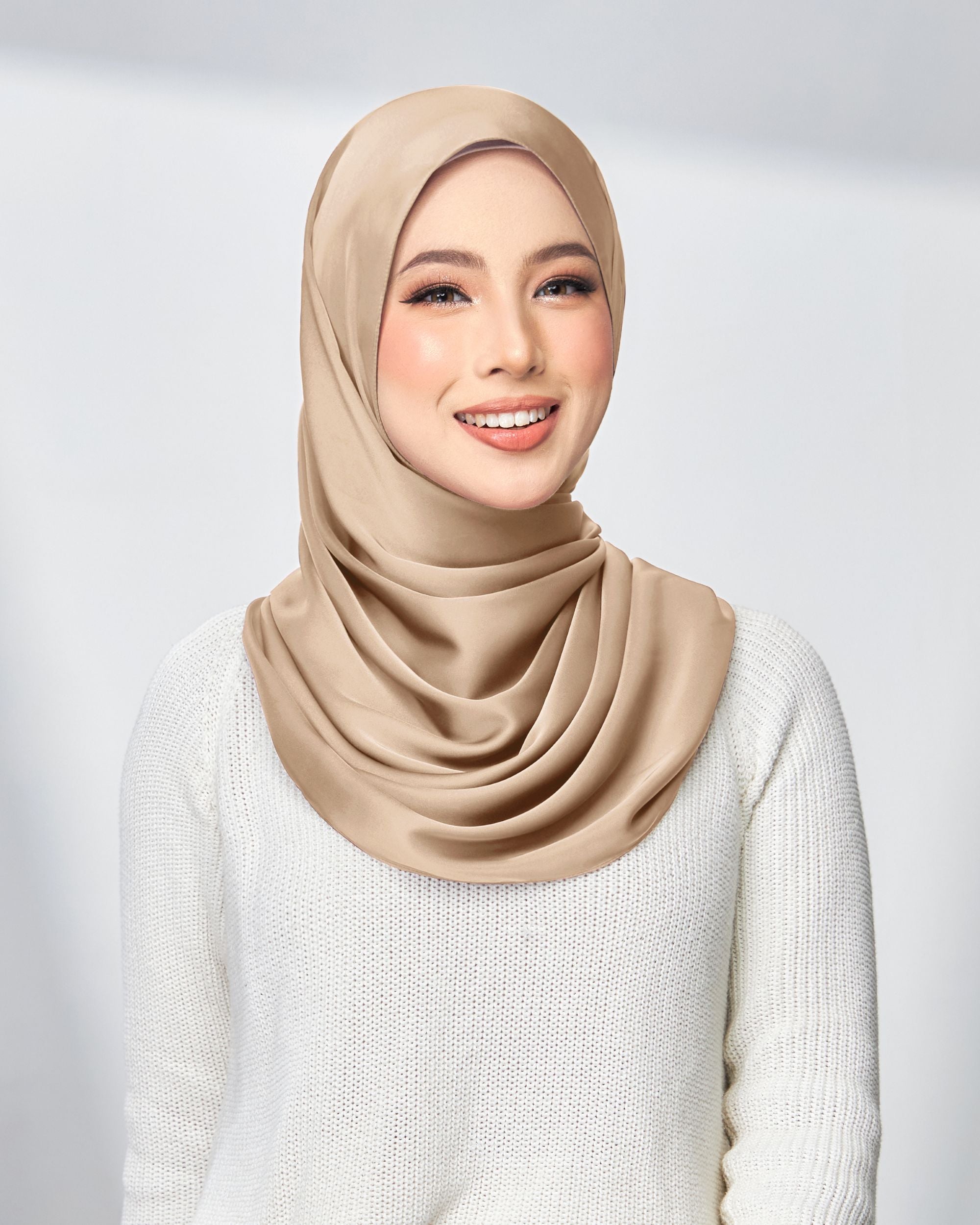 Amara Lightweight Satin Shawl – Tudungruffle - Main Image