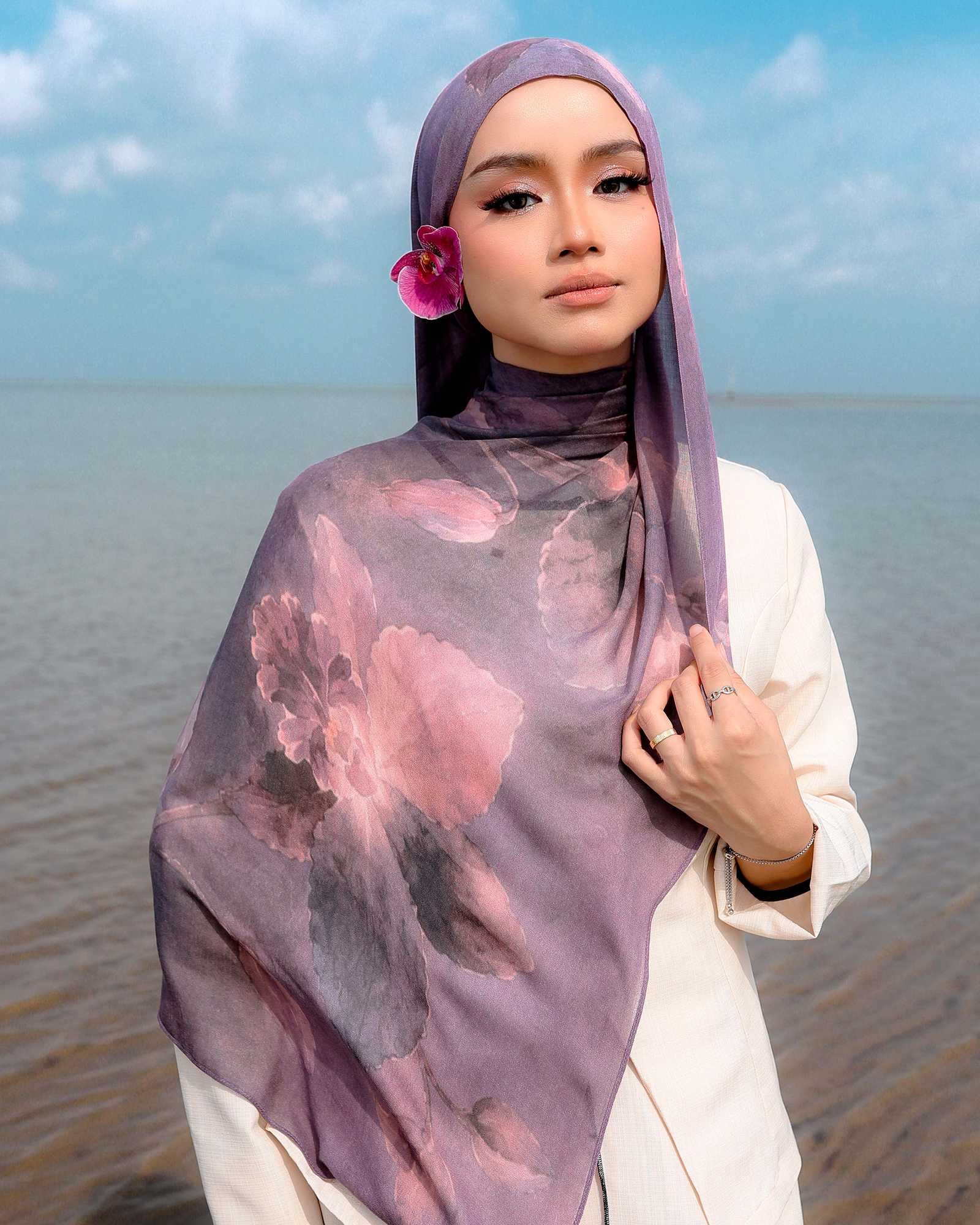 ORCHID IN VAIA MODAL SHAWL