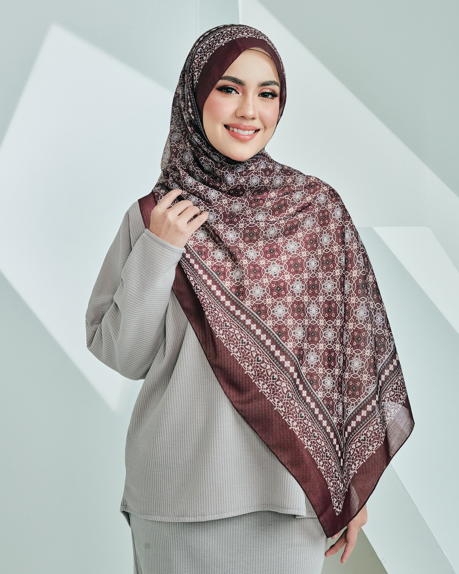 Marrakech in Sahara Burgundy Satin Shawl