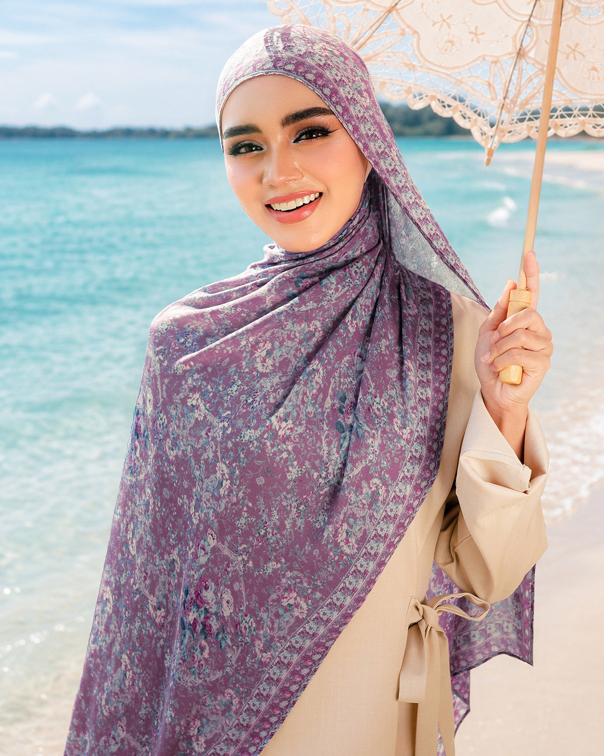 Vintage Floral in Belladonna Modal Shawl