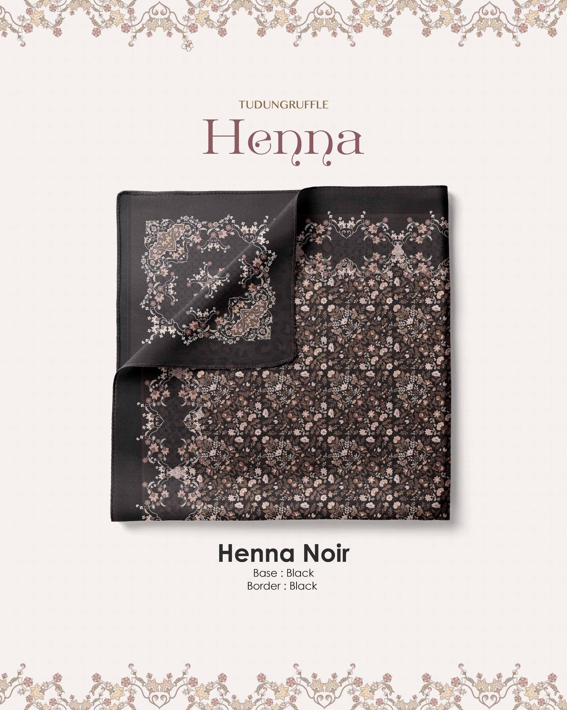 Henna in Noir Satin Shawl