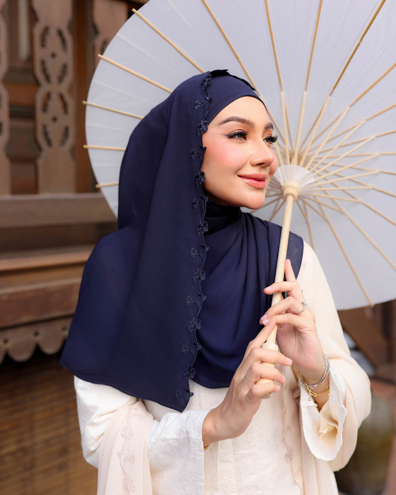 Juwita Pearl Chiffon Embroidery Shawl