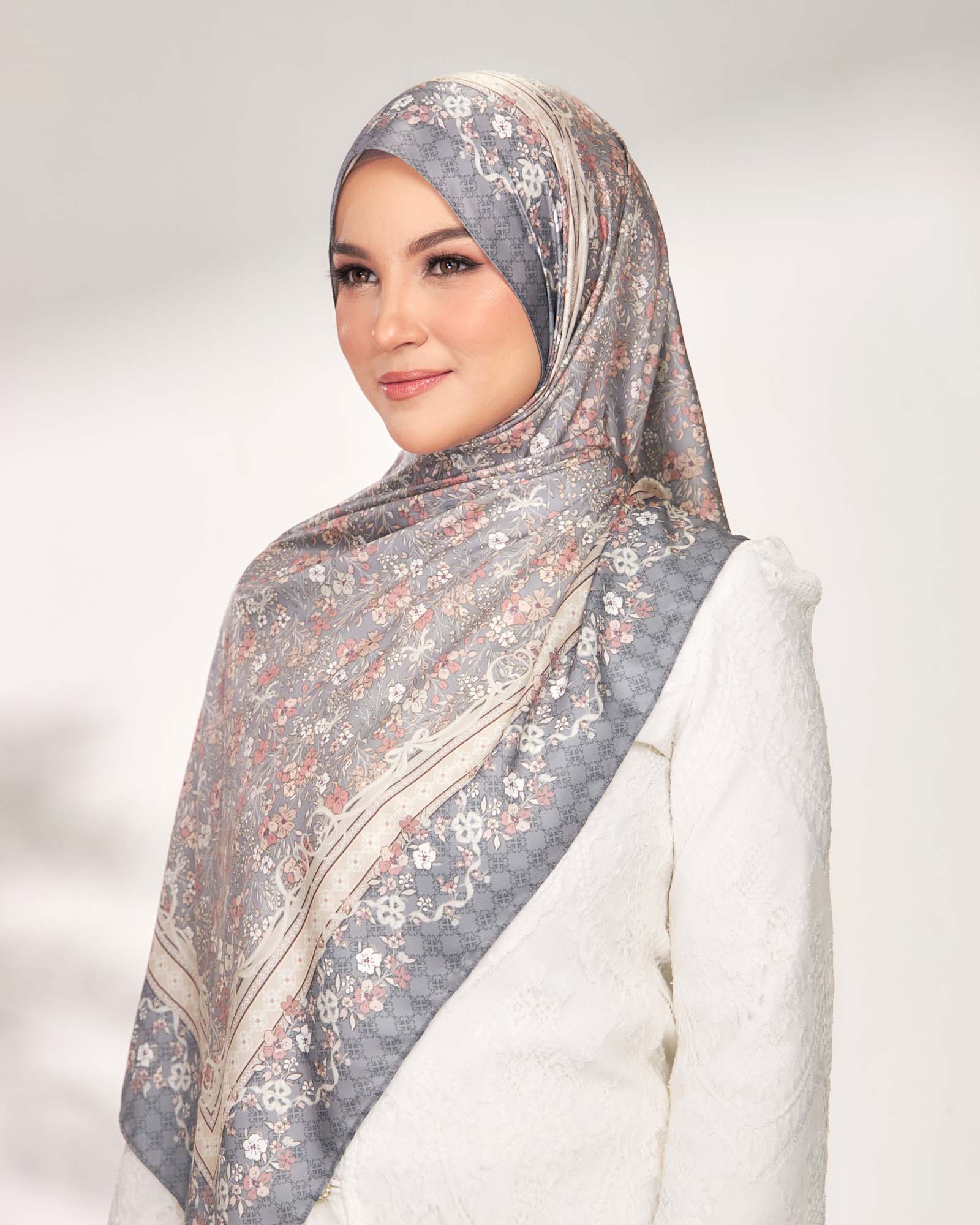 Kesuma in Slate Satin Shawl