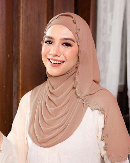 Juwita Pearl Chiffon Embroidery Shawl