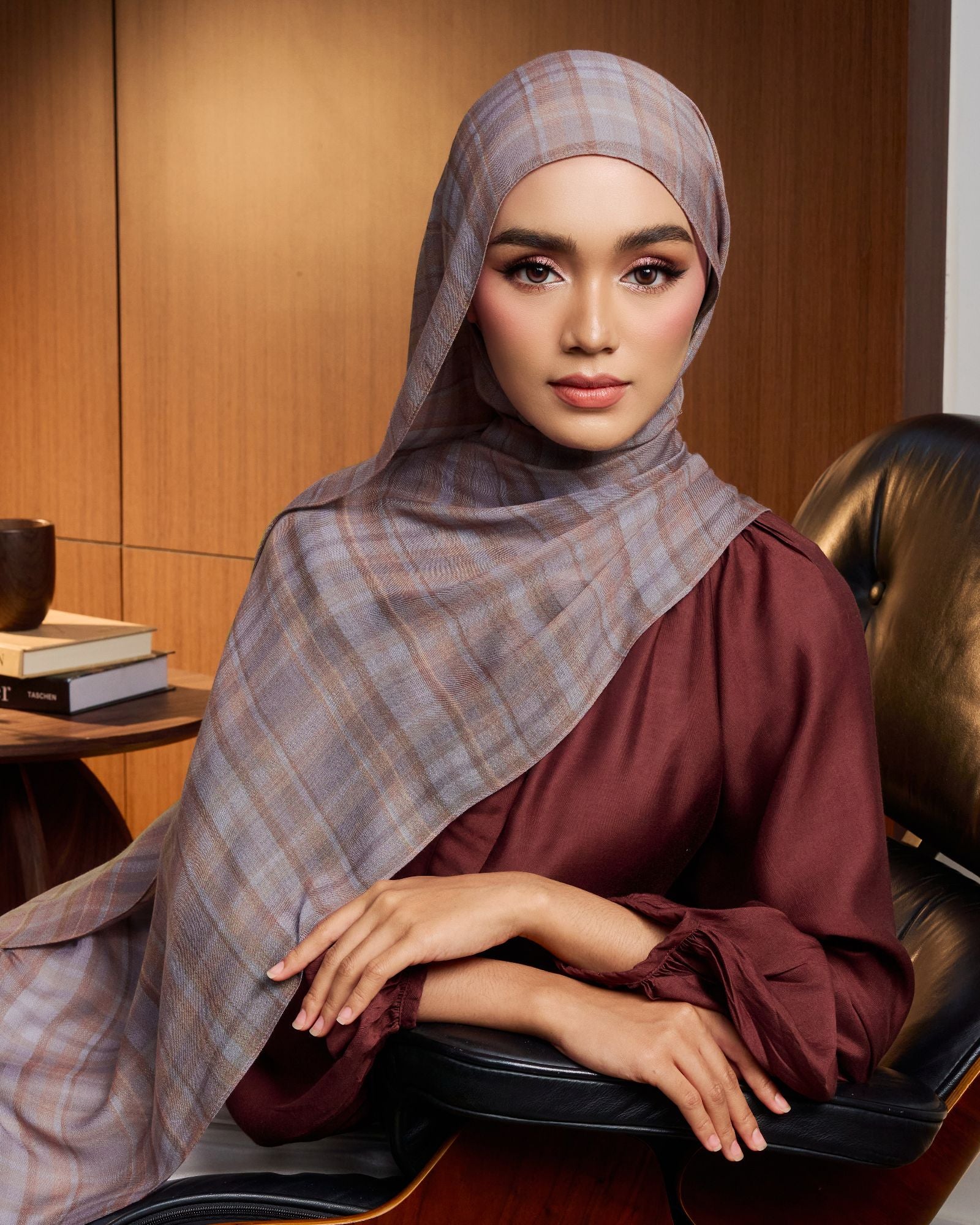 Plaid In Cherry Modal Shawl
